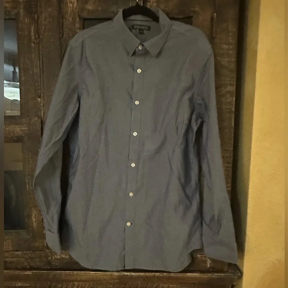 Banana Republic Non-Iron Tailored Slim Fit Long Sleeve Dress Shirt Size M Blue